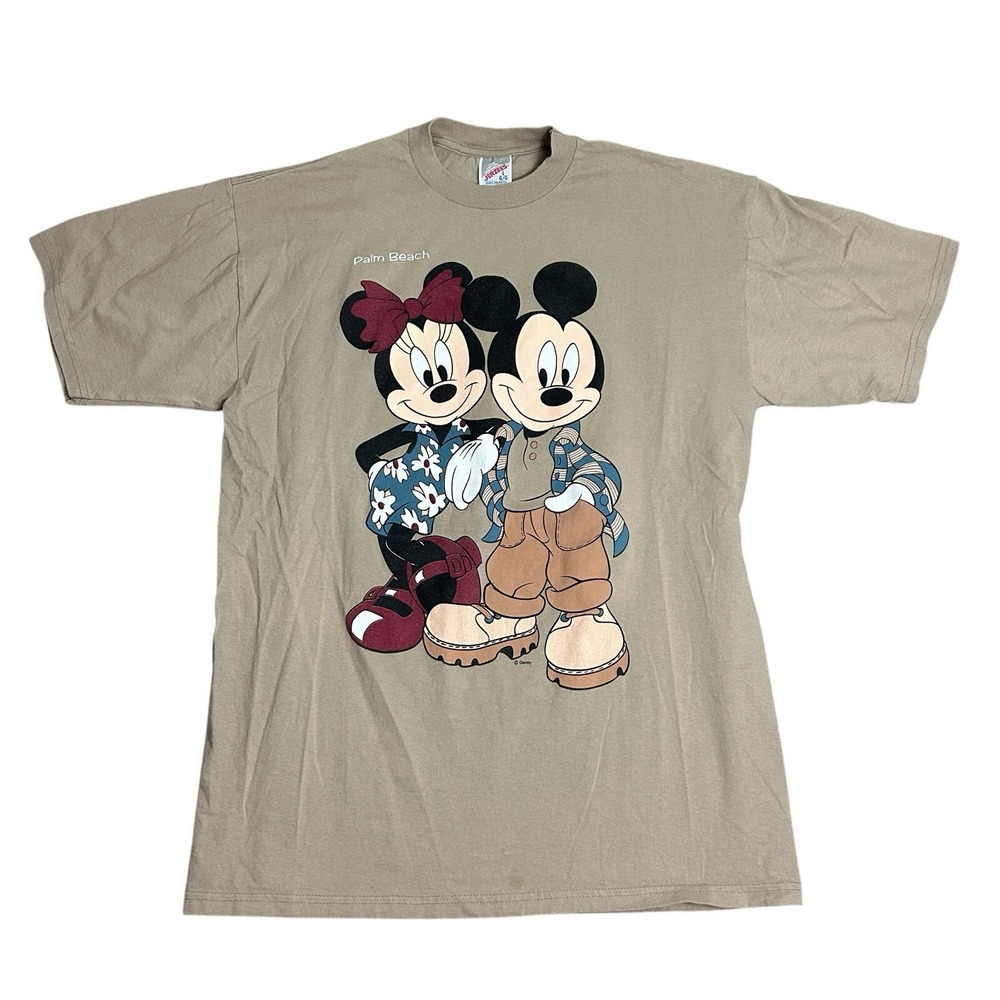 Vintage Disney Mickey And Minnie Double Sided Florida Print T Shirt Jerzees L‎